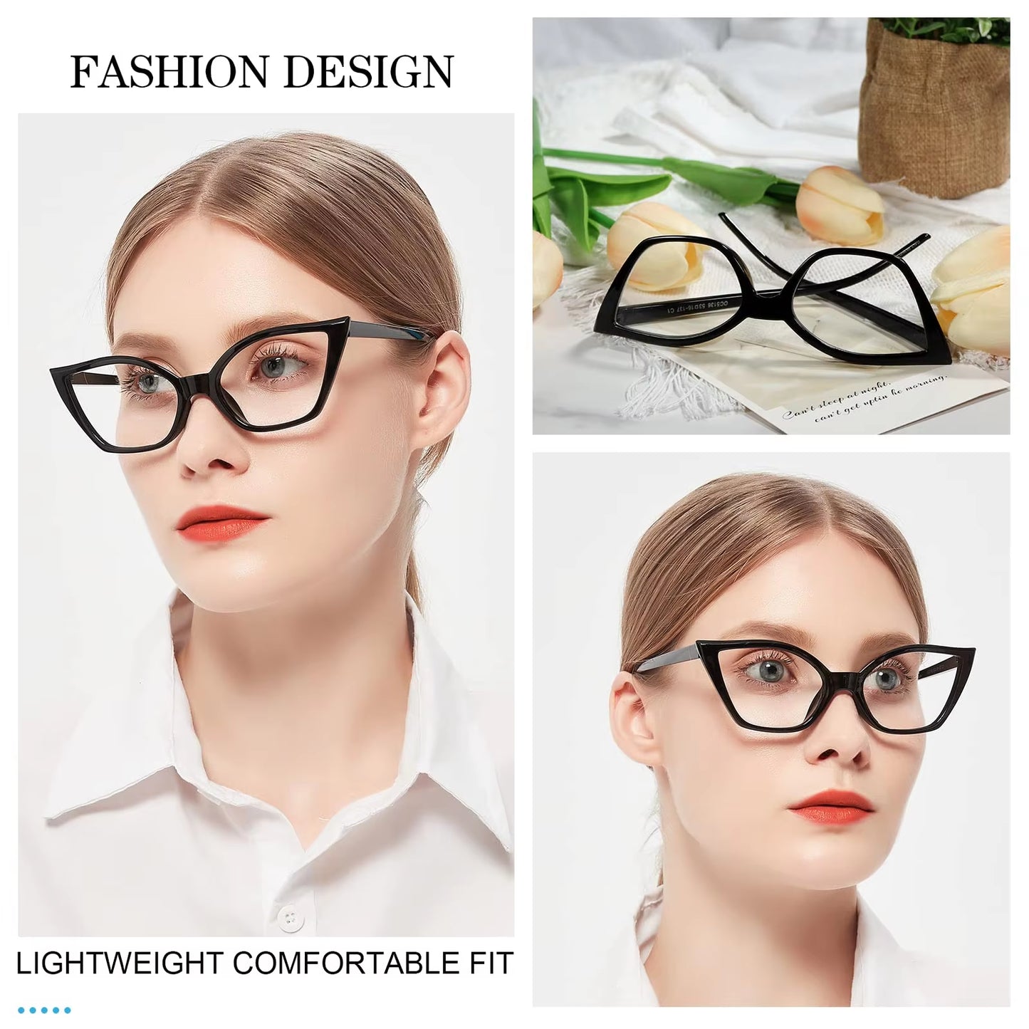 Reading Glasses for Women Oversized Prescription Magnifying Eyeglasses Frames Cat Eye Decorative Eyewear Trendy Retro MAREAZZURO
