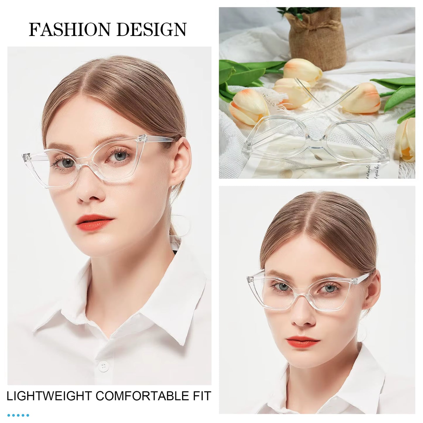 Reading Glasses for Women Oversized Prescription Magnifying Eyeglasses Frames Cat Eye Decorative Eyewear Trendy Retro MAREAZZURO